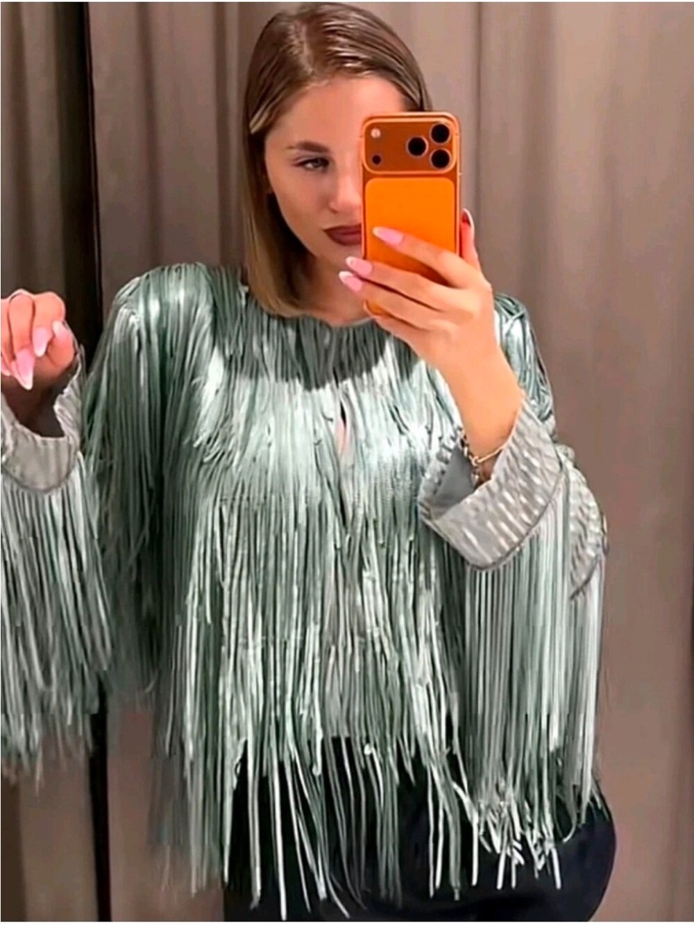 ZARA FRINGED SEQUIN JACKET - Picture 5 of 16